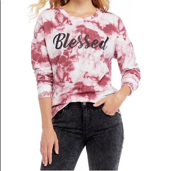 Cold Crush Tops - Cold Crush Yummy Blessed Long Sleeves Tie Dye Top